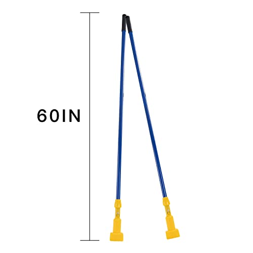 Matthew Cleaning Commercial Quick-Change Iron Mop Handle for Floor Cleaning Heavy Duty Mop Stick Replacement 60inch Jaw Clamp-Style Wet Mop Gripper Holder Handle 12 Packs - color: Small Jaw Clamp - Blue