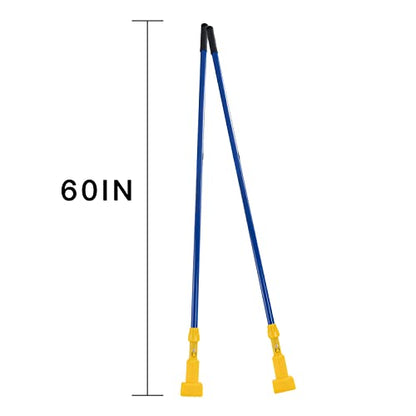 Matthew Cleaning Commercial Quick-Change Iron Mop Handle for Floor Cleaning Heavy Duty Mop Stick Replacement 60inch Jaw Clamp-Style Wet Mop Gripper Holder Handle 12 Packs - color: Small Jaw Clamp - Blue