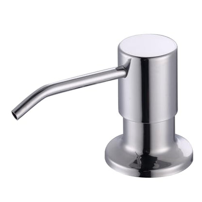 Built in Kitchen Sink Soap Dispenser: Stainless Steel Pump Head with 17 Ounce Large Soap Bottle, Easy Top Refill Design – No Bending Down for Countertop, Chrome - color: Chrome