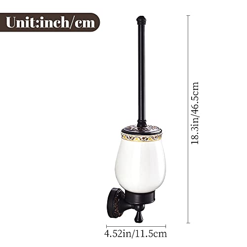 Leyden Bronze Toilet Brush Holder,Oil Rubbed Bronze Toilet Brush Plunge Retro Toilet Bowl Brush Bathroom Accessories Wall Mounted - color: Orb