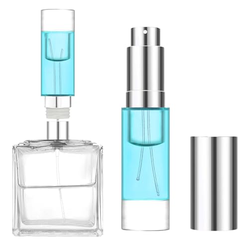 MUB Perfume Travel Refillable Atomizer Bottle 5ml Glass Overmolding Unique Top-Filling Leak-Proof Spray Bottle Atomizer Sprayer for Perfume Cologne Mini Travel Size Empty Pocket Portable - blue - color: Blue