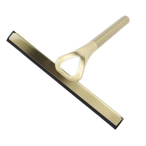 Shower Squeegee for Glass Doors, 304 Stainless Steel Silicone Window Squeegee Bathroom Cleaner Tool Shower Glass Squeegee Shower Door with Hooks for Window Cleaning (Gold) - size: Gold