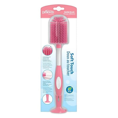 Dr. Brown's Soft Touch No Scratch Baby Bottle Cleaning Brush, Nipple Cleaner & Suction Cup Base for Easy Storage, BPA Free, Pink (Pack of 4)