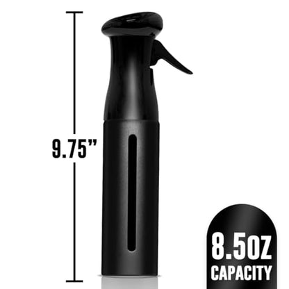 Colortrak Luminous Spray Bottle, 250ml/8.5oz Bottle with Full 360° Distribution, Easy-Use Pump, Quick View Window to Monitor Water Level, Eco-Friendly, Black - color: Black