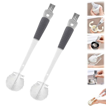 360° Flexible Silicone Bottle Brush with Long Handle, New Bottle Cleaning Brush, Deep Cleaning Brush for Narrow Neck Bottles Silicone Bottle Brush (Gray-2PCS) - color: Gray-2pcs