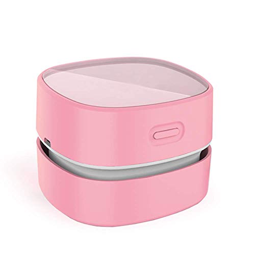 ODISTAR Desktop Vacuum Cleaner,Mini Table dust Sweeper Energy Saving,High Endurance up to 400 mins,Cordless&360º Rotatable Design for Cleaning Hairs,Crumbs,Computer Keyboard (Pink Charging) - color: Pink, style: USB Rechargeable
