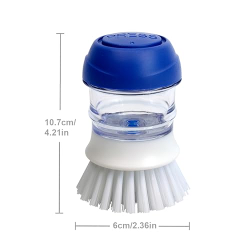 CELOX 2 Pack Dish Brush with Soap Dispenser Soap Dispensing Palm Brush for Cleaning Pots, Dishes - color: Blue and White Brush, size: 2 Pack
