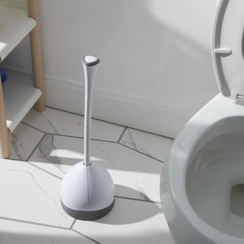 Clorox Toilet Plunger with Hideaway Holder Caddy Heavy-Duty Compact Design with Non-Skid Rubber Base for Bathroom Convenient Storage Toilet Unclogger, 6.5x19.5-Inch, White - size: 1-Pack