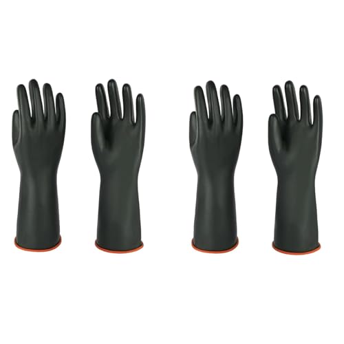 Heavy-Duty Latex Chemical Resistant Gloves - Reusable Long Rubber Dishwashing Gloves with Forearm Protection for Men - Waterproof, Industrial Safety Gear, Acid & Alkali Resistant, Oil-Proof,14“，2 Pair - size: 14”（2 pair）
