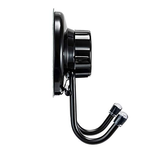 SANNO Suction Cup Hooks, Shower Squeegee Holder, Towel Robe Loofah Holder, Bathroom Kitchen Shower Wall Hooks, Bathroom Accessories, Black (2 Pack) - color: black-2, size: 2 Pack