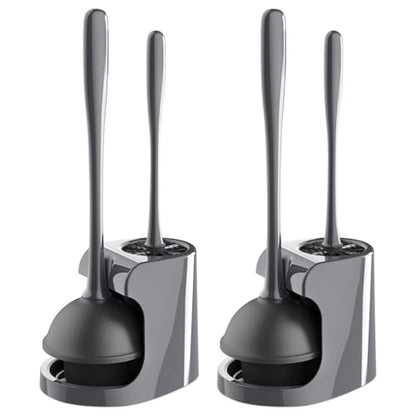 MR.SIGA Toilet Plunger and Bowl Brush Combo for Bathroom Cleaning, Gray, 2 Sets - color: Gray