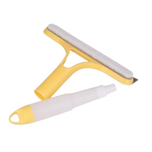 3 Pcs Squeegee for Shower Glass, 3 in 1 Window Scrubber, Spray, Sponge Wipe, Silicone Squeegee, for Car Window, Mirror, Tile Walls, with 6 Wall Hooks, Easy to Clean Kit, Yellow, Blue, White