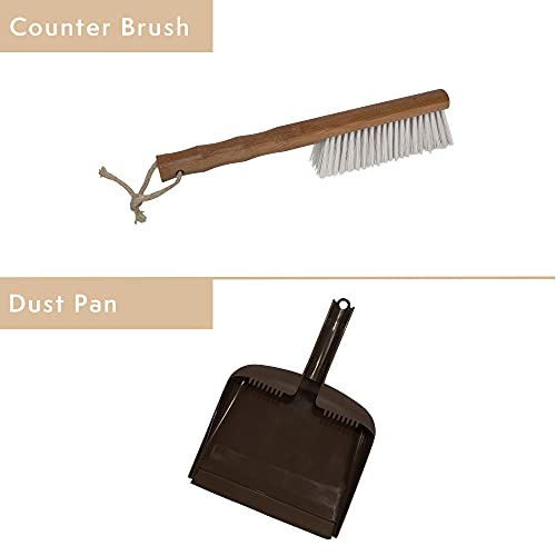 Harper Live.Love.Clean. Snap-Together Bamboo Counter Brush & Resin Dust Pan Set for Cleaning Dust, Pet Hair & Fine Dry Dirt - style: Bamboo Counter Brush & Dust Pan