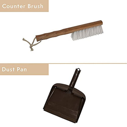 Harper Live.Love.Clean. Snap-Together Bamboo Counter Brush & Resin Dust Pan Set for Cleaning Dust, Pet Hair & Fine Dry Dirt - style: Bamboo Counter Brush & Dust Pan