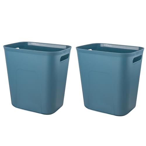 UUJOLY Plastic Small Trash Can Wastebasket, Garbage Container Basket for Bathrooms, Laundry Room, Kitchens, Offices, Kids Rooms, Dorms, 3.5 Gallon, Bluish Green, 2 Pack - color: Bluish Green, size: 3.5 Gallon/2 Pack