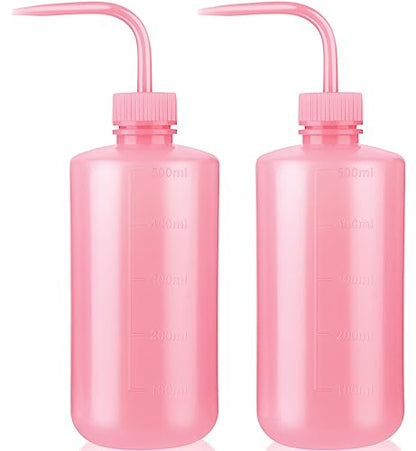 Valchoose Upgraded 2 Pack 500ml Wash Bottles Squeeze (Pink) 16.9oz, Plant Water Bottle LDPE No Leaking, Safety Squeeze Bottle No Spill, Bend Mouth Watering Cans - color: Pink, size: 2x500ml