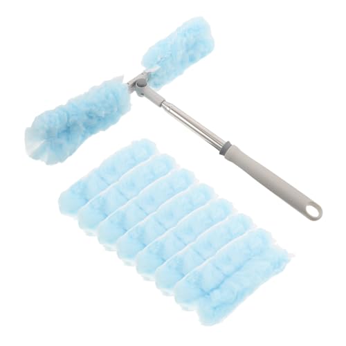 Vaguelly Telescoping Cobweb Duster with 360° Swivel Head and Washable Non-Woven Fabric, Aluminum Alloy Extension Pole for Room Dust Removal and Household Cleaning, Multiangle Adjustable