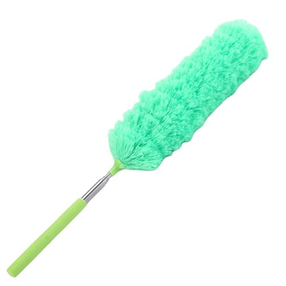 Extendable Feathers Duster Bendable Microfiber Long Handled Duster, Flexible Hand Cobweb Cleaner with Telescoping Pole for Cleaning High Ceiling Fans, Cars, Blinds, Cobweb, Furniture - color: Green