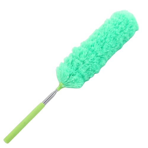 Extendable Feathers Duster Bendable Microfiber Long Handled Duster, Flexible Hand Cobweb Cleaner with Telescoping Pole for Cleaning High Ceiling Fans, Cars, Blinds, Cobweb, Furniture - color: Green