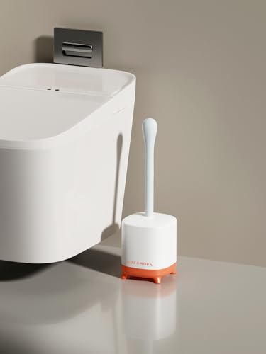 Toilet Bowl Brush and Holder Set, Toilet Cleaner Brush with Automatic Dripping-Free Holder, Rugged Handle and Enduring Bristles for Bathroom and Small Spaces Cleaning, (White, 1 Pack)