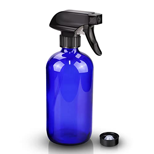 Wedama Glass Spray Bottles, 16 oz Glass Spray Bottles for Cleaning Solutions and Essential Oils, Refillable Empty Spray Bottle with Adjustable Nozzles for Alcohol, Plant and Hair Care (1 Pack) - color: Blue, size: 16 Ounces