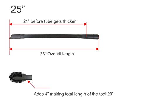 Universal 25" Long Flexible Crevice Tool with Detachable Brush for Dryer Lint, Under Furniture