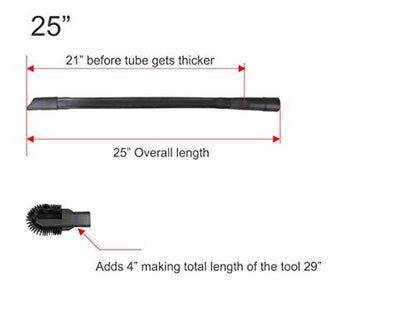 Universal 25" Long Flexible Crevice Tool with Detachable Brush for Dryer Lint, Under Furniture