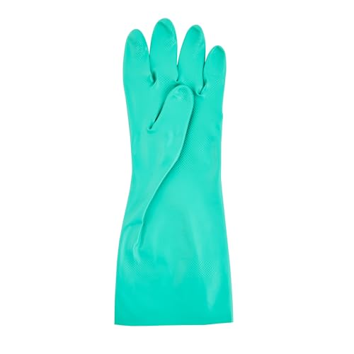 Restaurantware-Clean Tek Professional 15 Mil Medium Cleaning Gloves, 1 Pair Of Long Cuff Gloves - Flock Lining, No-Powder, Green Nitrile Chemical Tolerant Gloves, No-Latex, Heavy-Duty Tasks - color: Green, size: Medium