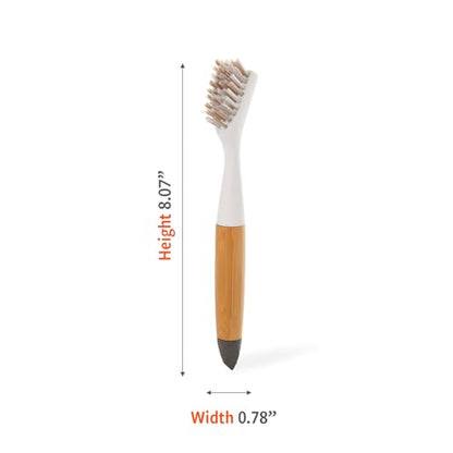 Full Circle Every-Crevice Detail Brush, Deep Cleaning Brush for Crevices, Shower, & Grout, Tough Bristles, Sustainable Bamboo Handle, White - color: White, size: 1 Pack
