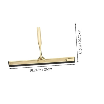 Shower Squeegee Deluxe Stainless Steel Wiper for Glass Mirrors Windows and Tiles Weighted Handle for Smooth Cleaning for Bathroom and Home Use Golden