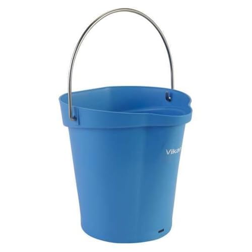 Vikan 1 1/2 gal Round Bucket, 9 19/32 in Dia, Blue, Polypropylene/Stainless Steel 56883-1 Each