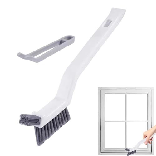 Crevice Cleaning Brush, Ultra Thin Stiff Bristles, 1piece, Grout Scrubber Tool, Window Track Cleaner, Ergonomic Long Handle, for Deep Scrubbing Bathroom Tiles Kitchen Faucets Shower Door Tracks Car - color: White