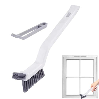 Crevice Cleaning Brush, Ultra Thin Stiff Bristles, 1piece, Grout Scrubber Tool, Window Track Cleaner, Ergonomic Long Handle, for Deep Scrubbing Bathroom Tiles Kitchen Faucets Shower Door Tracks Car - color: White