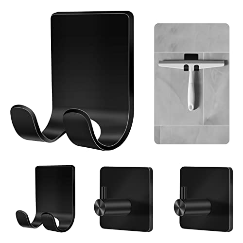 CGBE Shower Holders for Razors, 2 Pack Squeegee Holder and 2 Pack Razor Holder, Razors Holder for Shower Heavy Duty Waterproof Hook for Squeegee Loofah - Black - color: Black, size: 4 Pack
