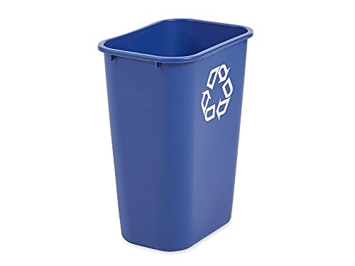 Rubbermaid Commercial Products Deskside Recycling Can, 10.25-Gallon/41-Quart, Blue Recycling Symbol, Plastic, for Bedroom/Bathroom/Office/Under Desk/Sink - color: Blue, size: 10.25 Gallons