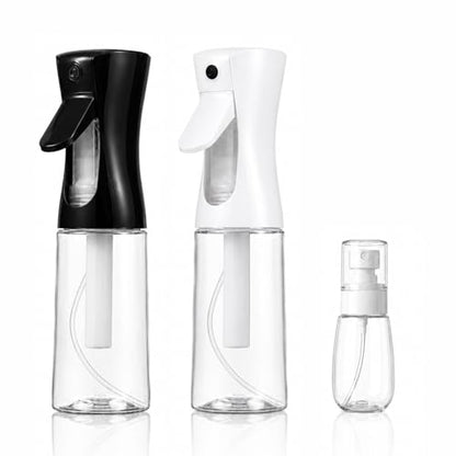 3 Pack Spray Bottles, Continuous Mist Sprayer, Water Spray Bottle for Hair, Hair Mister, 200ml x2 + 30ml Refillable Fine Mist Set - for Styling, Plants, Cleaning & Home Use (Black & White) - color: Black+White