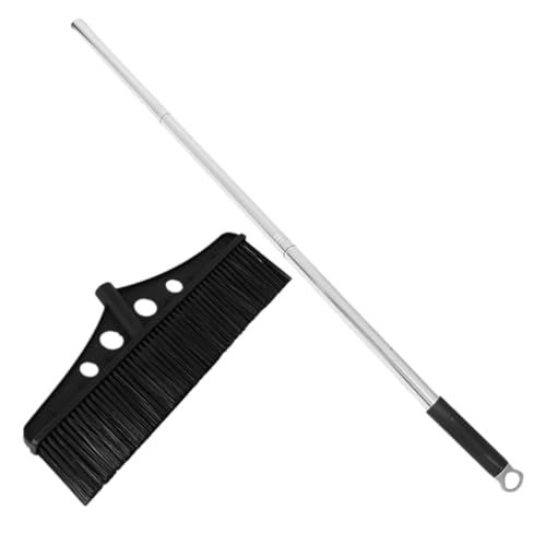 Wide Broom Handle Heavy Duty Outdoor Scrub Brush for Garden Cleaning Detachable Stainless Steel Sweeper for Patios Decks and Courtyards