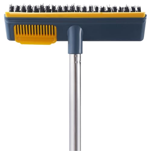 NUOBESTY Floor Scrub Brush Telescopic Long Handle 2-in-1 Stiff Cleaning Brush for Bathroom and Kitchen Floors Blue Hard Bristle Scrubber Gaps and Corners