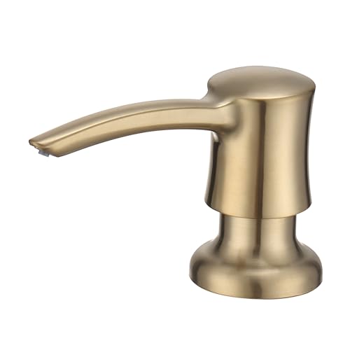 Soap Dispenser for Kitchen Sink, Built in Sink Soap Dispenser Gold ABS Pump Head with 11 Ounce Soap Bottle Champagne Gold - color: Brushed Gold