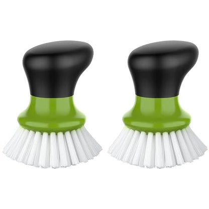 MR.SIGA Dish Scrub Brush, Palm Brush Dish Scrubber with Ergonomic Grip, Kitchen Brushes for Dishes, Green, Pack of 2 - color: Green