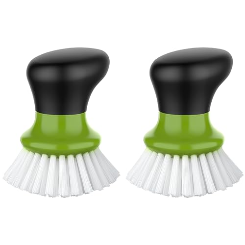 MR.SIGA Dish Scrub Brush, Palm Brush Dish Scrubber with Ergonomic Grip, Kitchen Brushes for Dishes, Green, Pack of 2 - color: Green
