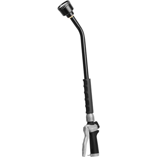 RESTMO Heavy Duty Full Metal Long Watering Wand, 24 Inches Gentle Soft Full Shower Sprayer Wand with Flow Control, Hose Wand for Hanging Baskets, Shrubs, Plants, Flowers, Garden and Lawn, Flash Black - color: Flash Black
