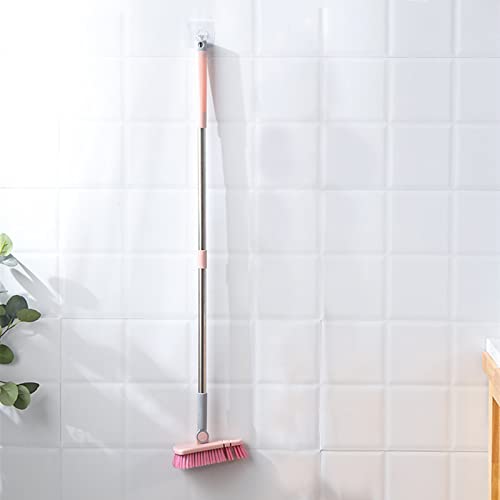 Cleaning Brush with Long Handle Floor Scrubbers for Tub Tile Cleaning Supplies Scrub Brush for Bathroom Bathtub Toilet Floor Kitchen Apartment Essentials forfor Women Men (Pink)