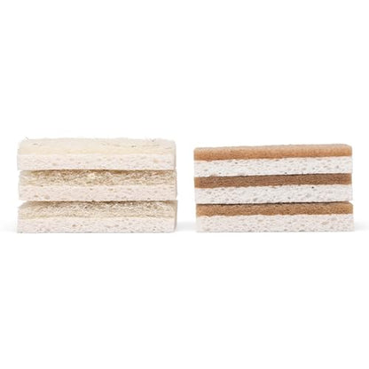 Full Circle Nutcase, Plant-Based Scrubber Sponges – Pack of 6 – 3 Walnut & 3 Coconut – Powerful Natural Sponges Made with Plants & Recycled Materials, Safe for Nonstick - size: Sponge Variety Pack - 6pk