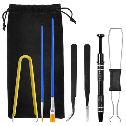 9 Piece Mechanical Keyboard Tool Kit 2-in-1 Keycap & Switch Puller IC Extractor4-Jaw Precision Gripper 2 Detail Brushes Straight & Curved Tweezers Storage Pouch for Cleaning & Maintenance - style: 9 Piece