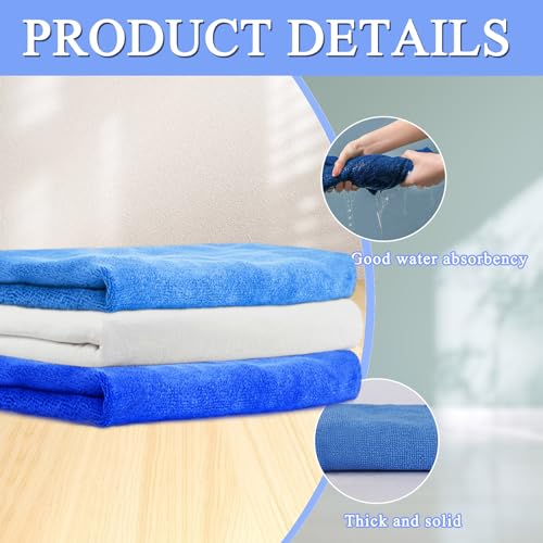 12 Pcs Extra Large Microfiber Cleaning Cloth, 20" x 30" Washable Reusable Large Floor Cloth Rags, Microfiber Towels for Mop Cleaning Office Bathrooms Housekeeping (Blue, White) - color: Blue Style 2