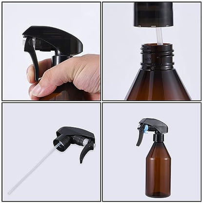 Plastic Spray Bottle,10oz/300ml Refillable Empty Spray Bottles for Cleaning,Small Spray Bottle with Adjustable Nozzle,Spray Bottles for Essential Oils,Hair,Plants,Cooking,Cleaning Solutions - color: Brown