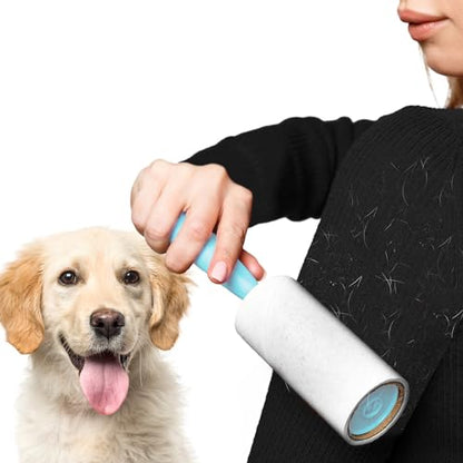 SunGrow Pet Lint Rollers for Dogs and Cats, Extra Sticky Adhesive, 2 Portable Fur/Hair Animal Hair Lifter for Clothes, Furniture, Carpet, Easy to Tear Dust Cleaner Brush, Blue Handle, 8” x 2”