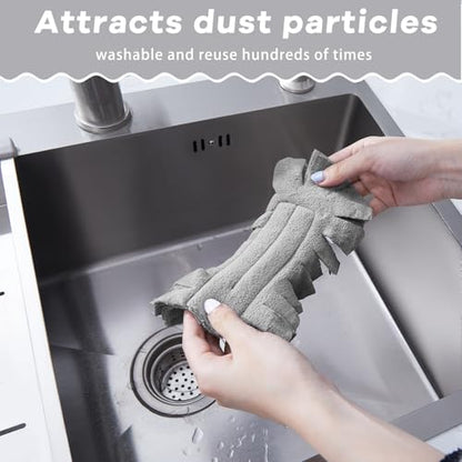 Zubebe 6 Pcs Duster Refill Reusable Fleece Duster Refills Feather Flat Dusters Multi Surface Washable Cleaning Pads Tools for Home, Blinds, Car, Pet, Furniture, Fans (Grey) - color: Gray