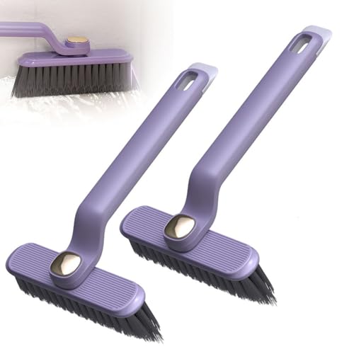 Multi-Function Rotating Crevice Cleaning Brush, 360 Degree Rotating Crevice Cleaning Brush, Hard Bristle Crevice Gap Brush, Corners Cleaning Tool for Cleaning Bathroom, Kitchens Tile Floors (Purple*2) - color: Purple*2